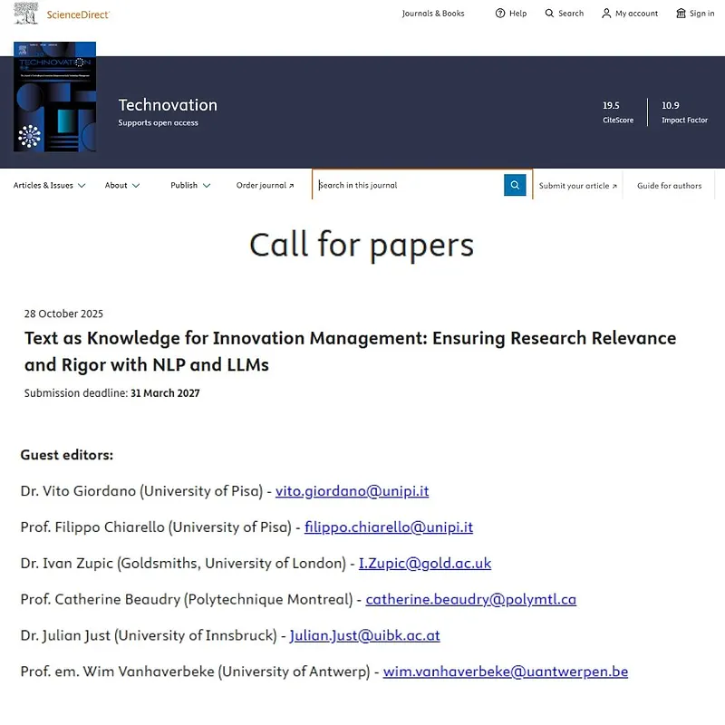 “Text as Knowledge for Innovation Management: Ensuring Research Relevance and Rigor with NLP and LLMs”
