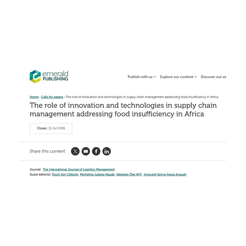  "The role of innovation and technologies in supply chain management addressing food insufficiency in Africa"