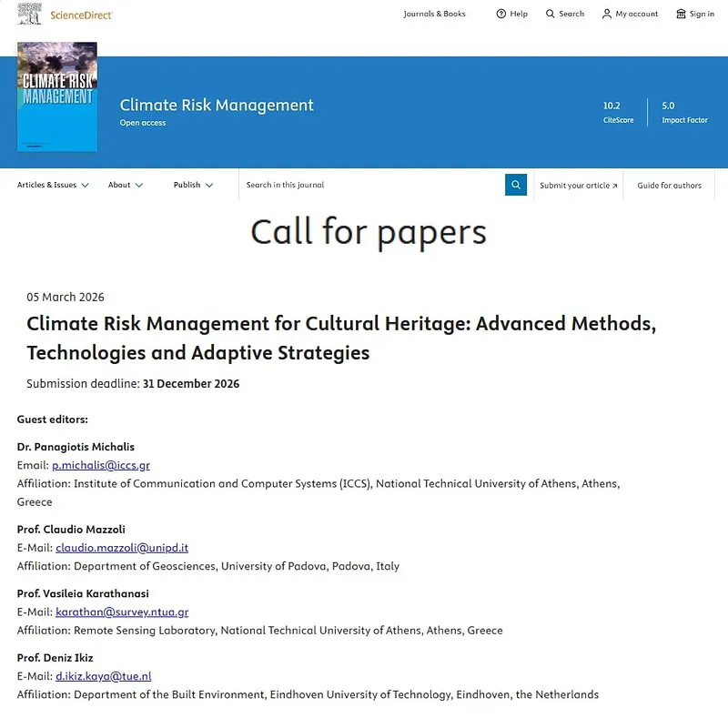 "Climate Risk Management for Cultural Heritage: Advanced Methods, Technologies and Adaptive Strategies"