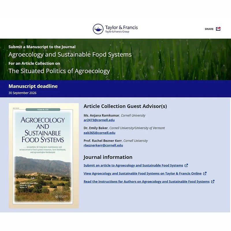The Situated Politics of Agroecology