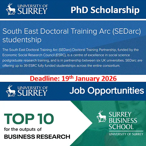 University of Surrey PhD Scholarship | South East Doctoral Training Arc (SEDarc) Studentship 2026