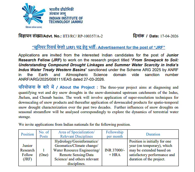 Faculty Recruitment 2026: IIT Jammu