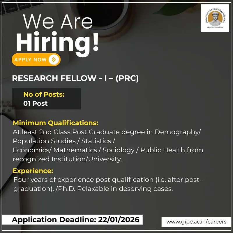 Research Fellow – I (Population Research Centre)