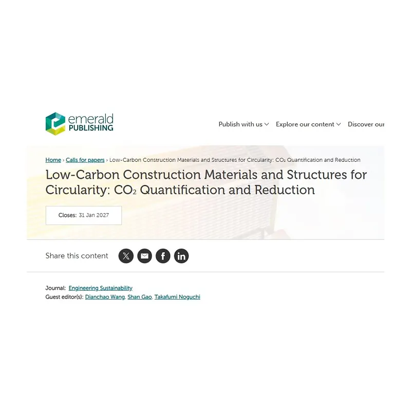 “Low-Carbon Construction Materials and Structures for Circularity: CO₂ Quantification and Reduction”