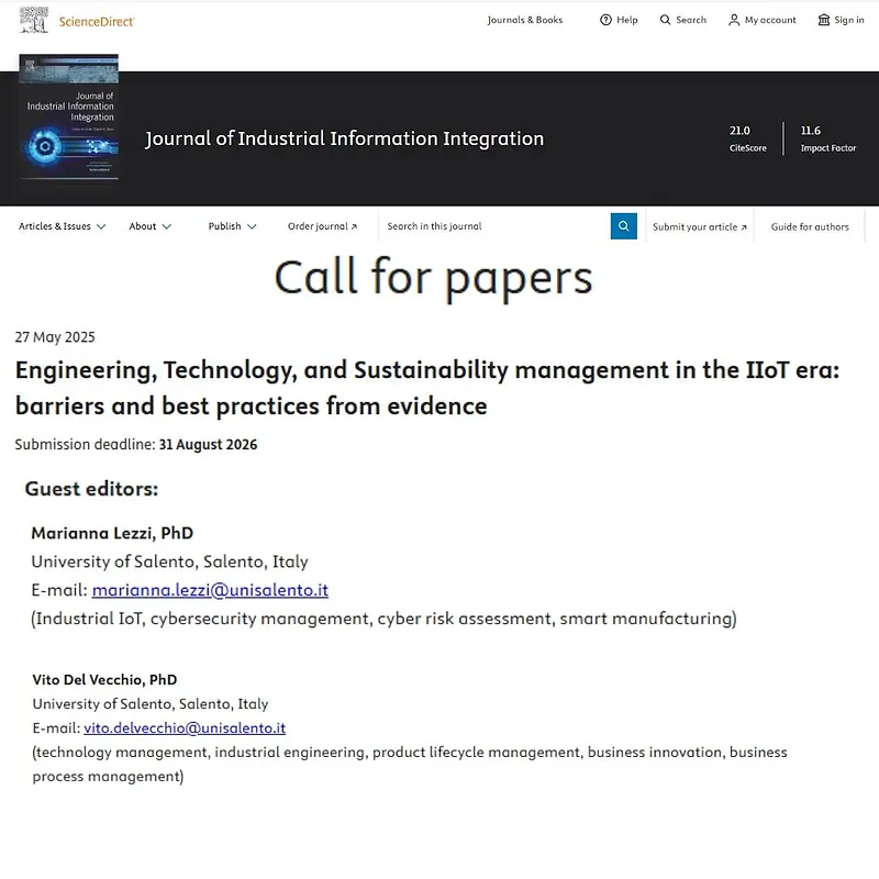 “Engineering, Technology, and Sustainability Management in the IIoT Era: Barriers and Best Practices from Evidence”