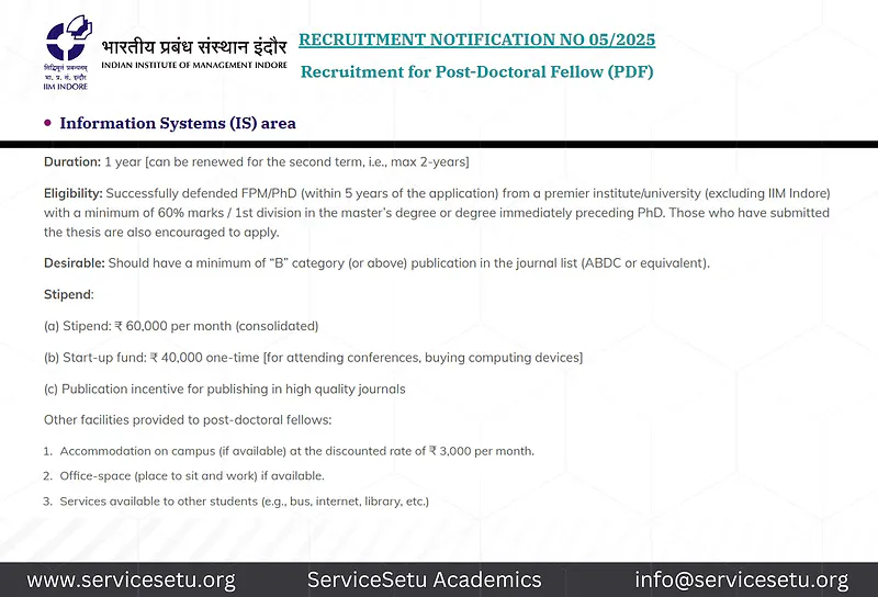 Post-Doctoral Fellowship in Management – IIM Indore