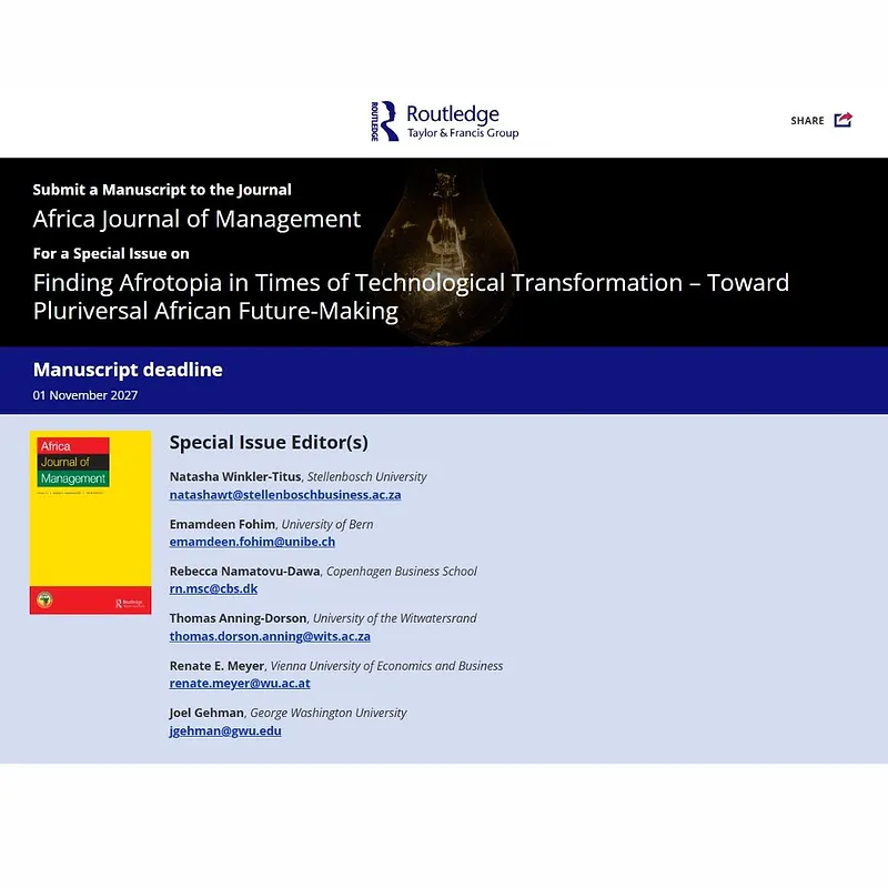 Finding Afrotopia in Times of Technological Transformation – Toward Pluriversal African Future-Making