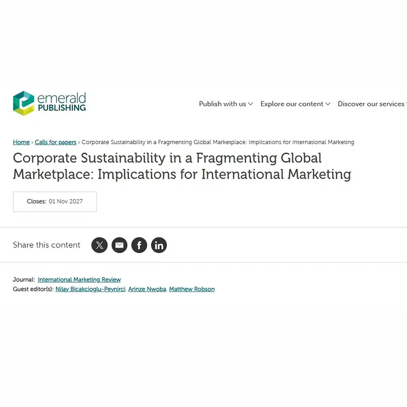 Corporate Sustainability in a Fragmenting Global Marketplace: Implications for International Marketing
