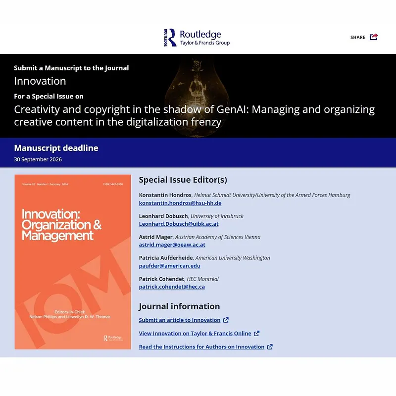 Creativity and Copyright in the Shadow of GenAI: Managing and Organizing Creative Content in the Digitalization Frenzy