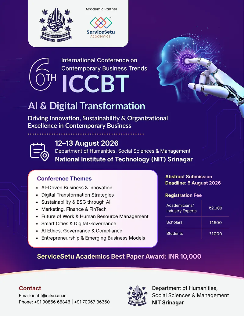 6th ICCBT 2026 | International Conference, NIT Srinagar, 12–13 August 2026