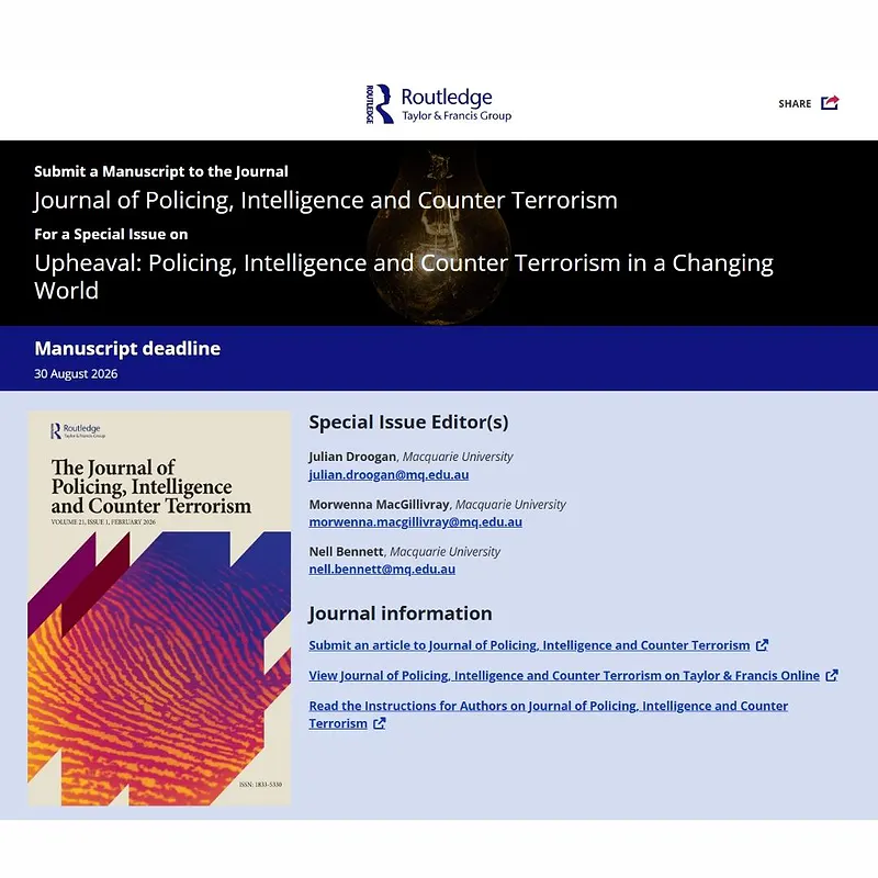  Upheaval: Policing, Intelligence and Counter Terrorism in a Changing World