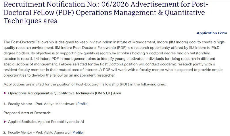  IIM Indore Post-Doctoral Fellowship 2026 – Operations Management & Quantitative Techniques