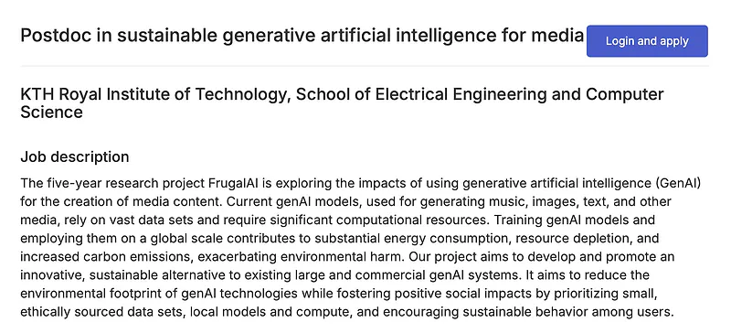 Postdoctoral Research Opportunity: Postdoc in Sustainable Generative Artificial Intelligence for Media – KTH Royal Institute of Technology