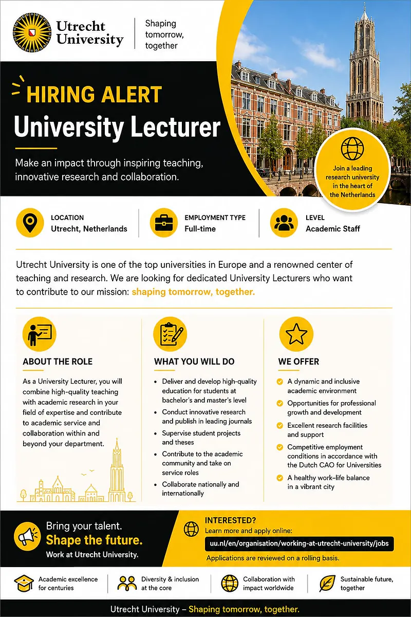 University Lecturer Positions at Utrecht University