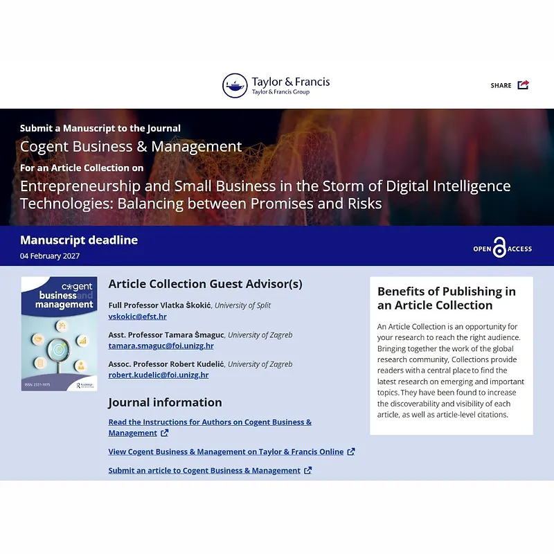𝐄𝐧𝐭𝐫𝐞𝐩𝐫𝐞𝐧𝐞𝐮𝐫𝐬𝐡𝐢𝐩 𝐚𝐧𝐝 𝐒𝐦𝐚𝐥𝐥 𝐁𝐮𝐬𝐢𝐧𝐞𝐬𝐬 𝐢𝐧 𝐭𝐡𝐞 𝐒𝐭𝐨𝐫𝐦 𝐨𝐟 𝐃𝐢𝐠𝐢𝐭𝐚𝐥 𝐈𝐧𝐭𝐞𝐥𝐥𝐢𝐠𝐞𝐧𝐜𝐞 𝐓𝐞𝐜𝐡𝐧𝐨𝐥𝐨𝐠𝐢𝐞𝐬: 𝐁𝐚𝐥𝐚𝐧𝐜𝐢𝐧𝐠 𝐛𝐞𝐭𝐰𝐞𝐞𝐧 𝐏𝐫𝐨𝐦𝐢𝐬𝐞𝐬 𝐚𝐧𝐝 𝐑𝐢𝐬𝐤𝐬