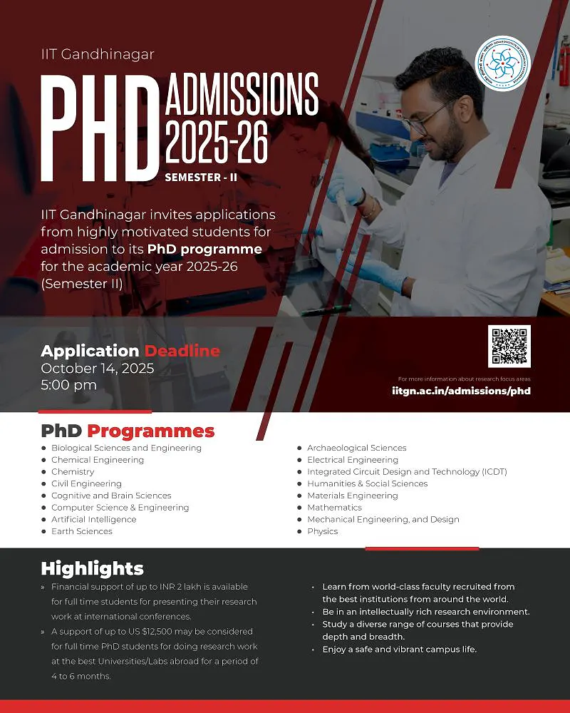 PhD  – Admission Open | IIT Gandhinagar