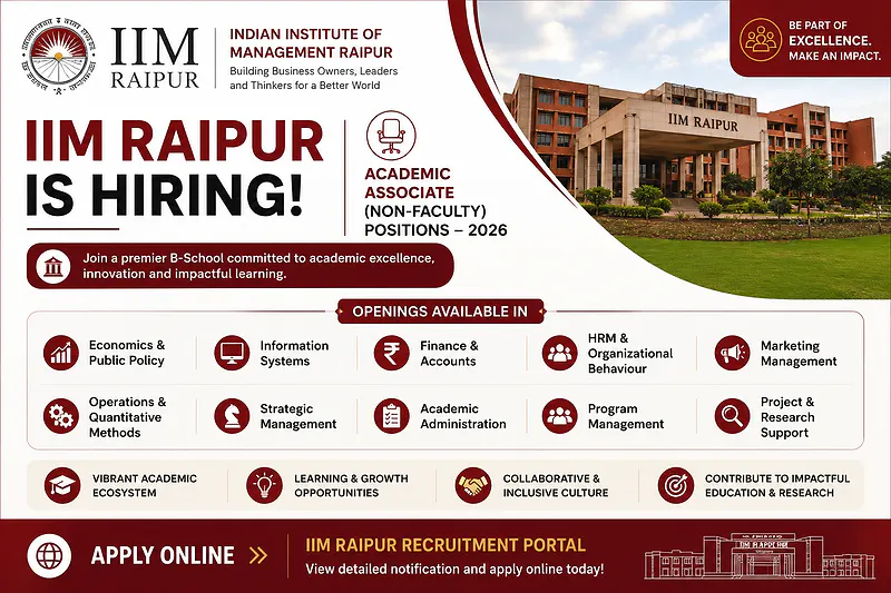 IIM Raipur Invites Applications for Academic Associate (Non-Faculty) Positions 2026