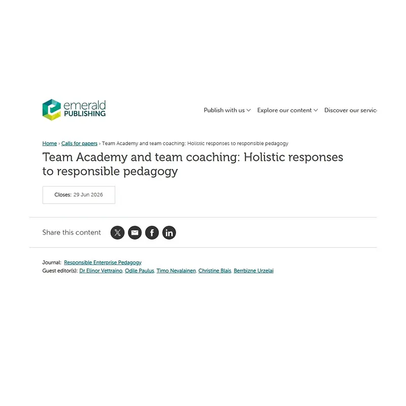 Team Academy and Team Coaching: Holistic Responses to Responsible Pedagogy