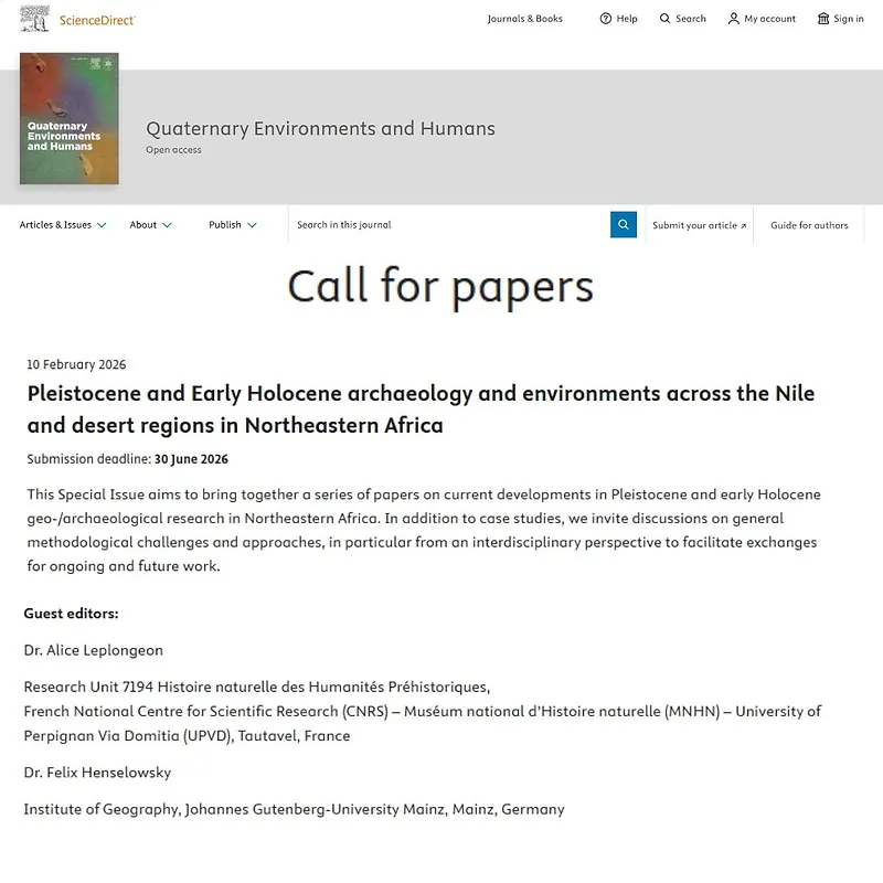 Pleistocene and Early Holocene Archaeology and Environments across the Nile and Desert Regions in Northeastern Africa