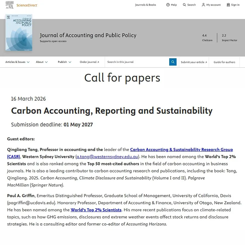 Carbon Accounting, Reporting and Sustainability