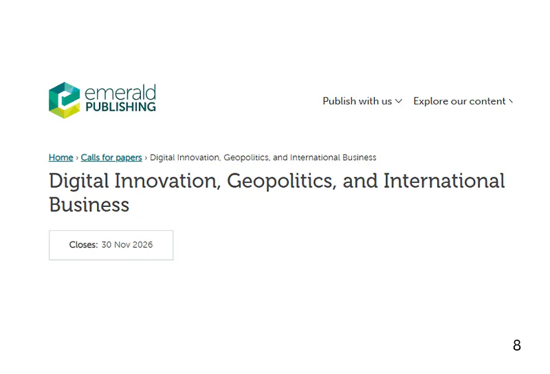 Digital Innovation, Geopolitics, and International Business – Call for Papers