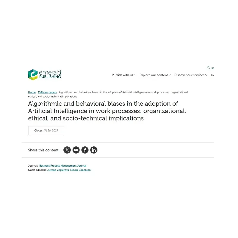 Algorithmic and Behavioral Biases in the Adoption of Artificial Intelligence in Work Processes: Organizational, Ethical, and Socio-Technical Implications
