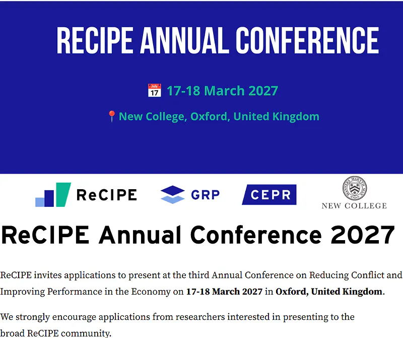 ReCIPE Annual Conference 2027: Call for Papers