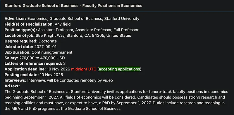 Assistant, Associate & Full Professor – Stanford Graduate School of Business