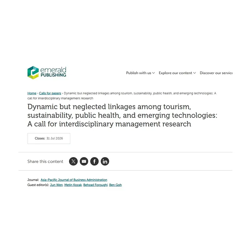 Dynamic but neglected linkages among tourism, sustainability, public health, and emerging technologies: A call for interdisciplinary management research