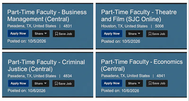 Part-Time Faculty Opportunities – San Jacinto College | Business Management, Theatre and Film, Criminal Justice & Economics