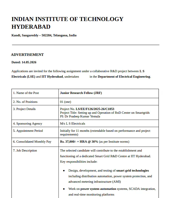 Research Position 2026 | IIT Hyderabad