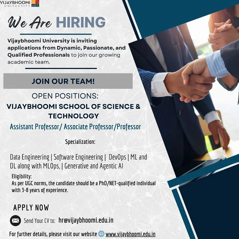 Faculty Recruitment | Vijaybhoomi School of Science & Technology – Vijaybhoomi University