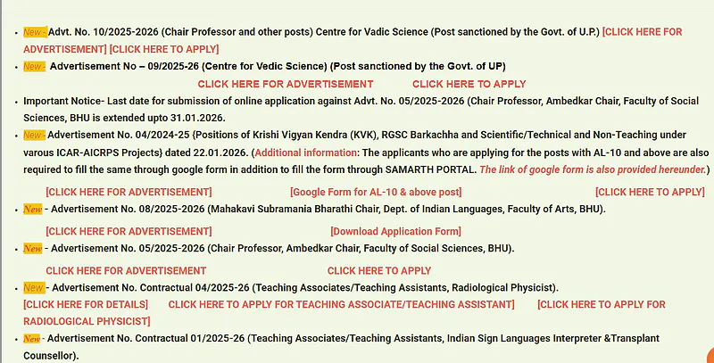 Recruitment 2026: Banaras Hindu University (BHU)