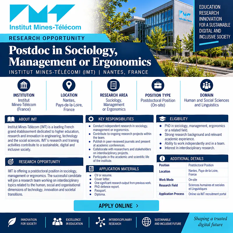 Postdoc in Sociology, Management or Ergonomics – IMT Atlantique