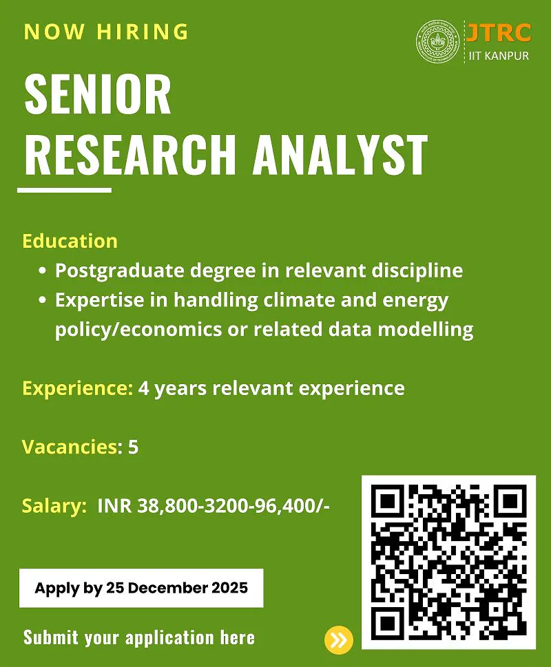 Senior Research Analyst Recruitment 2025 – JTRC, IIT Kanpur