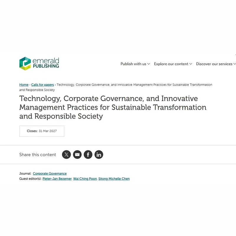 Technology, Corporate Governance, and Innovative Management Practices for Sustainable Transformation and Responsible Society