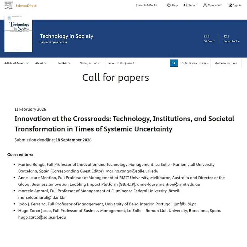 Innovation at the Crossroads: Technology, Institutions, and Societal Transformation in Times of Systemic Uncertainty