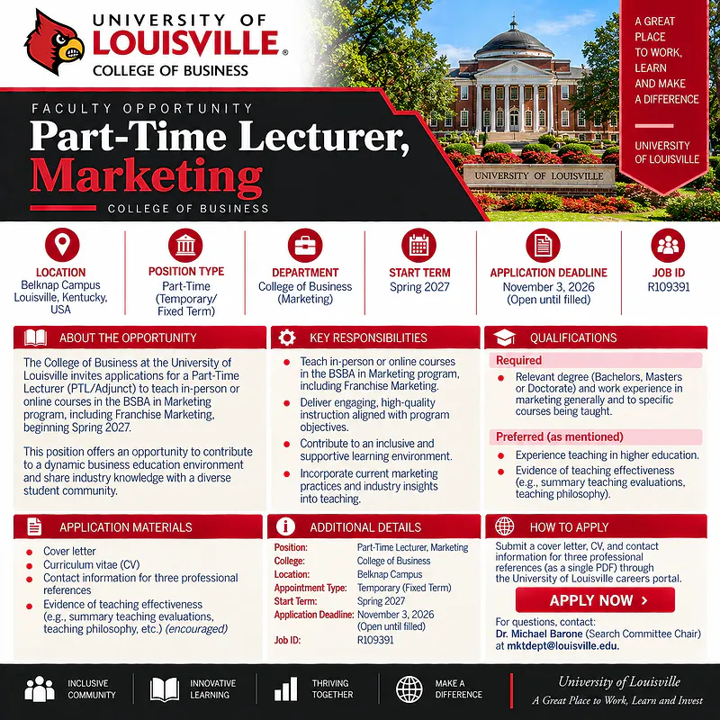 Part-Time Lecturer, Marketing – University of Louisville
