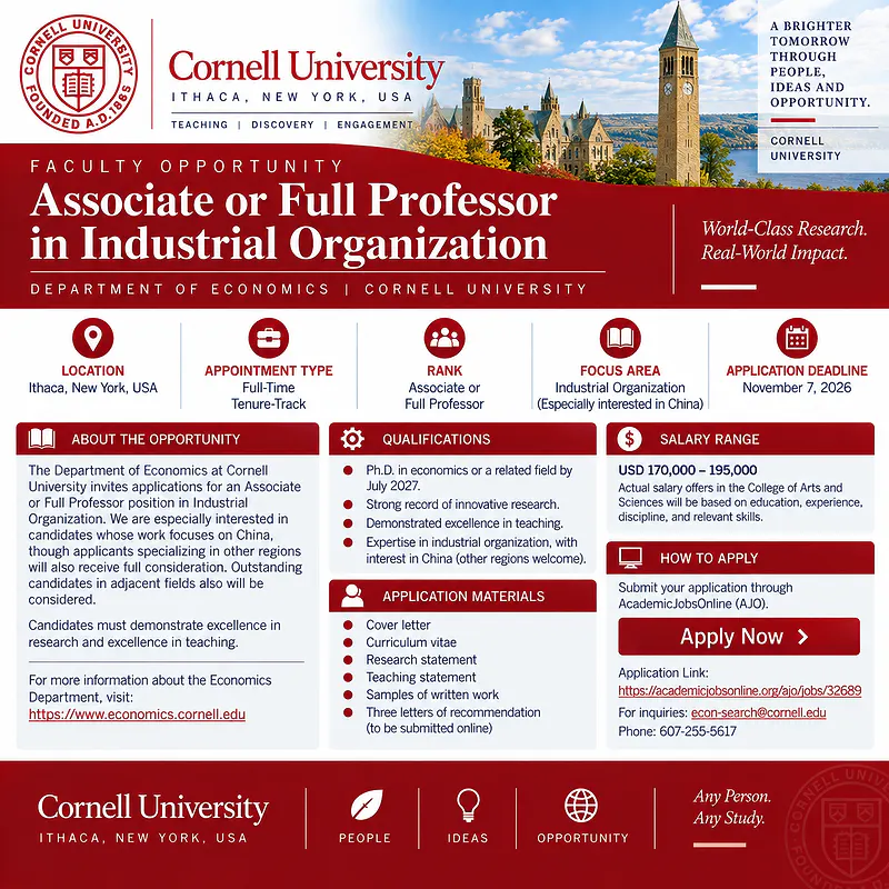 Assistant Professor in International Trade – Cornell University