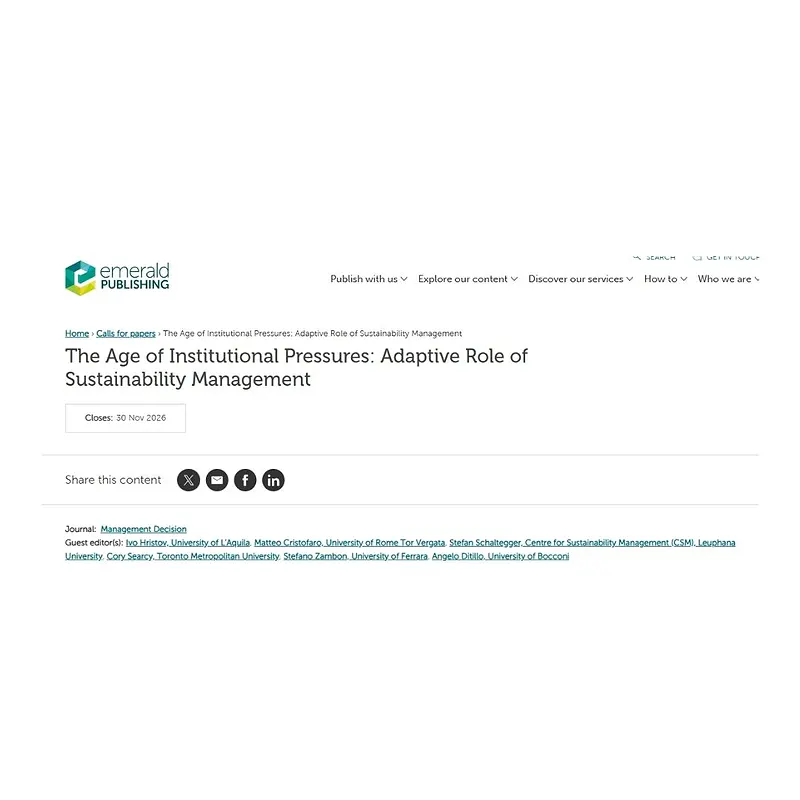  The Age of Institutional Pressures: Adaptive Role of Sustainability Management
