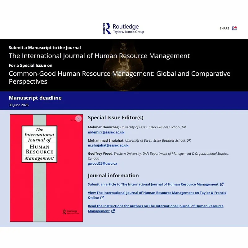 Common-Good Human Resource Management: Global and Comparative Perspectives