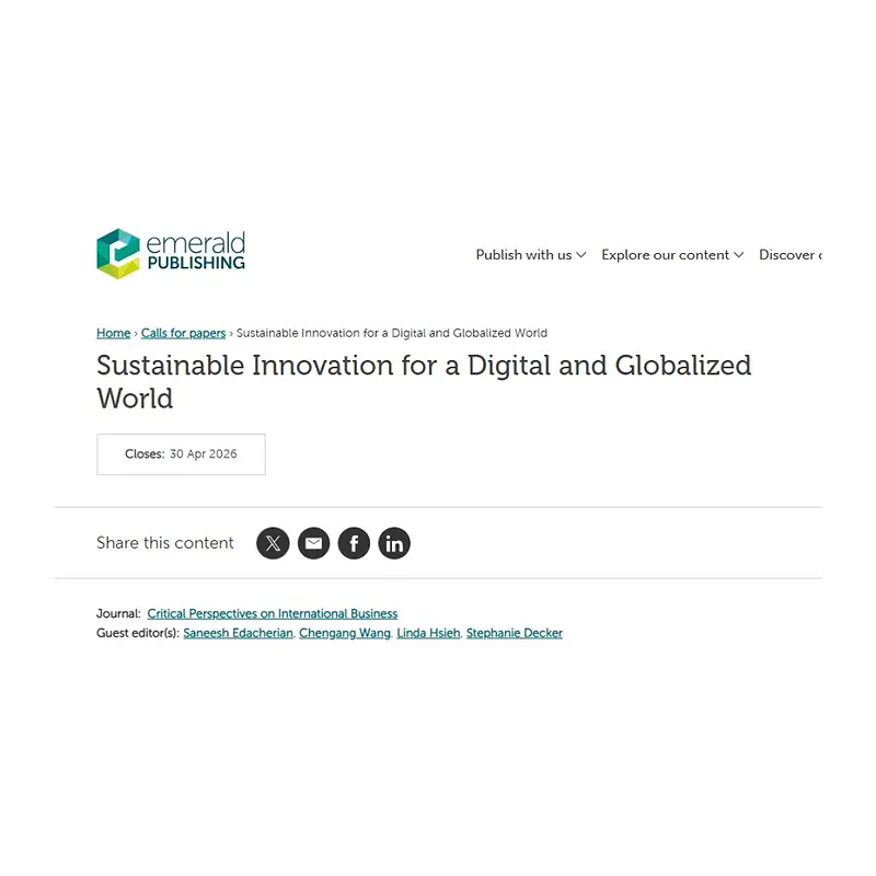  Sustainable Innovation for a Digital and Globalized World
