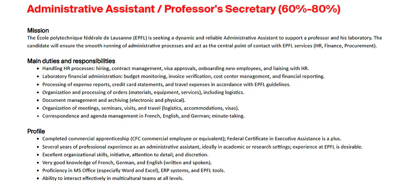 Administrative Assistant / Professor's