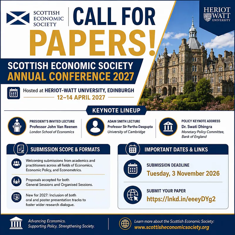 Conference Opportunity: Call for Papers – Scottish Economic Society Annual Conference 2027