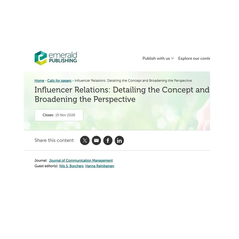 Influencer Relations: Detailing the Concept and Broadening the Perspective