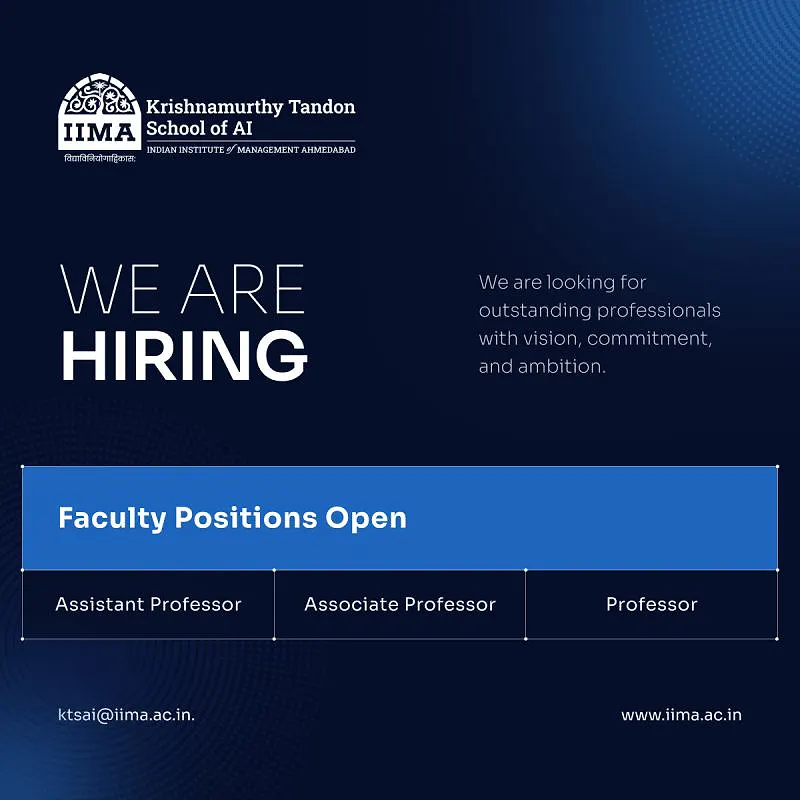 IIMA Krishnamurthy Tandon School of AI Faculty Recruitment 2026