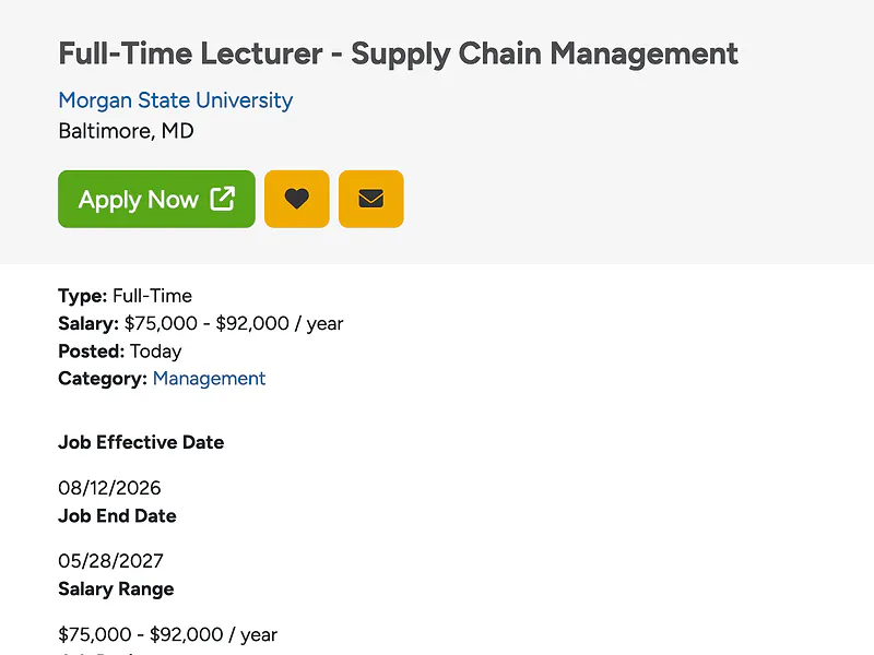 Full-Time Lecturer - Supply Chain Management