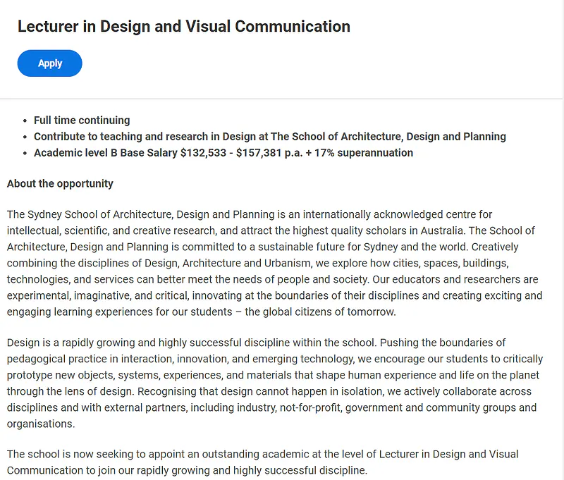 Lecturer in Design and Visual Communication at the University of Sydney, Australia