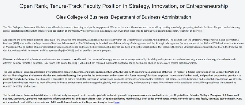 Open Rank Tenure-Track Faculty in Strategy, Innovation, or Entrepreneurship – University of Illinois Urbana-Champaign