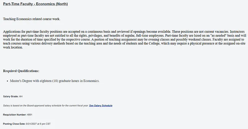 Part-Time Faculty – Economics (North) – San Jacinto College